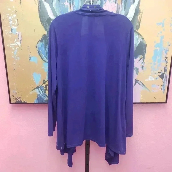 Strazzi Purple Stud/Grommet Open Front Cardigan - Picture 4 of 4